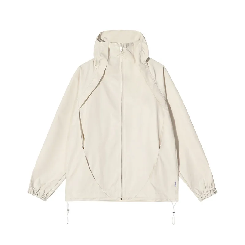 Изготовленный на заказ молнии шнуровке в стиле ретро мужские контрастных цветов с нейлоновой печатью логотипа куртка-ветровка