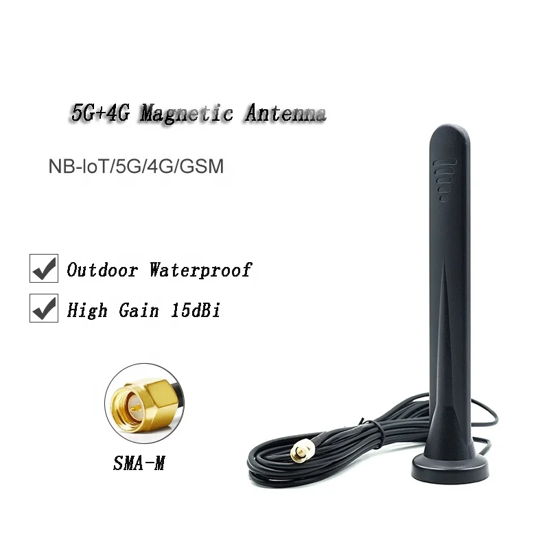 Outdoor Long Range 600-6000mhz GSM GPRS 3G 4G 5G Antenna High Gain 15dBi Magnetic Antenna for Wifi Router Modem