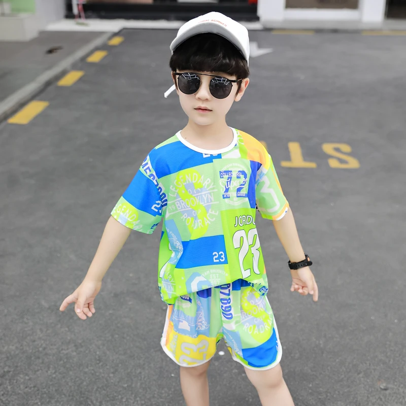 
DRBKX2005B11 New design kids t shirts+shorts set high quality fashion boy summer clothes wholesale boy clothing sets 