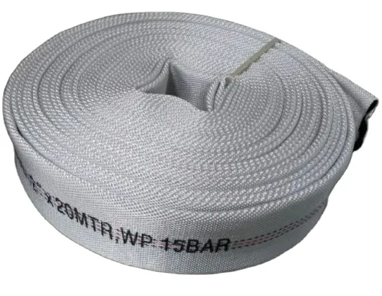 China manufacturer double jackets polyester pu line canvas used fire fighting layflat hose