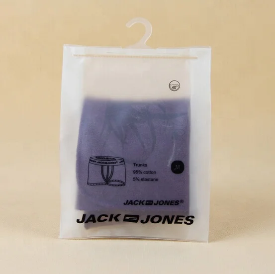 Plastic frosted transparent food bag pvc zipper polybag with plastic hanger