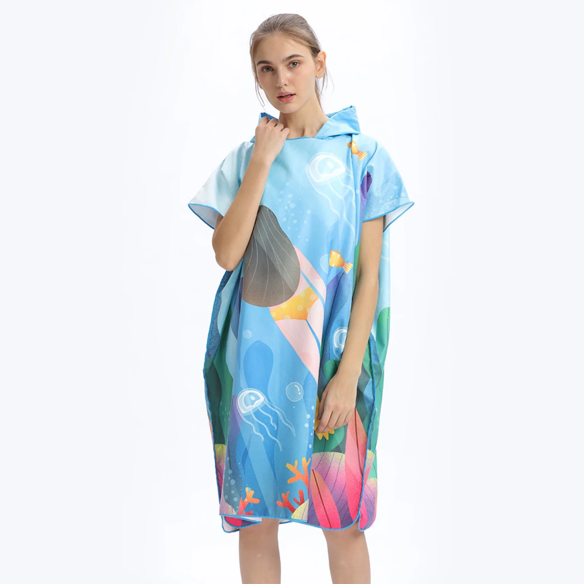 Manufacturers Straight Hair Hooded Cloak Bath Towel Beach Bath Bathrobe Microfiber Nylon Quick Dry Cloak For Children