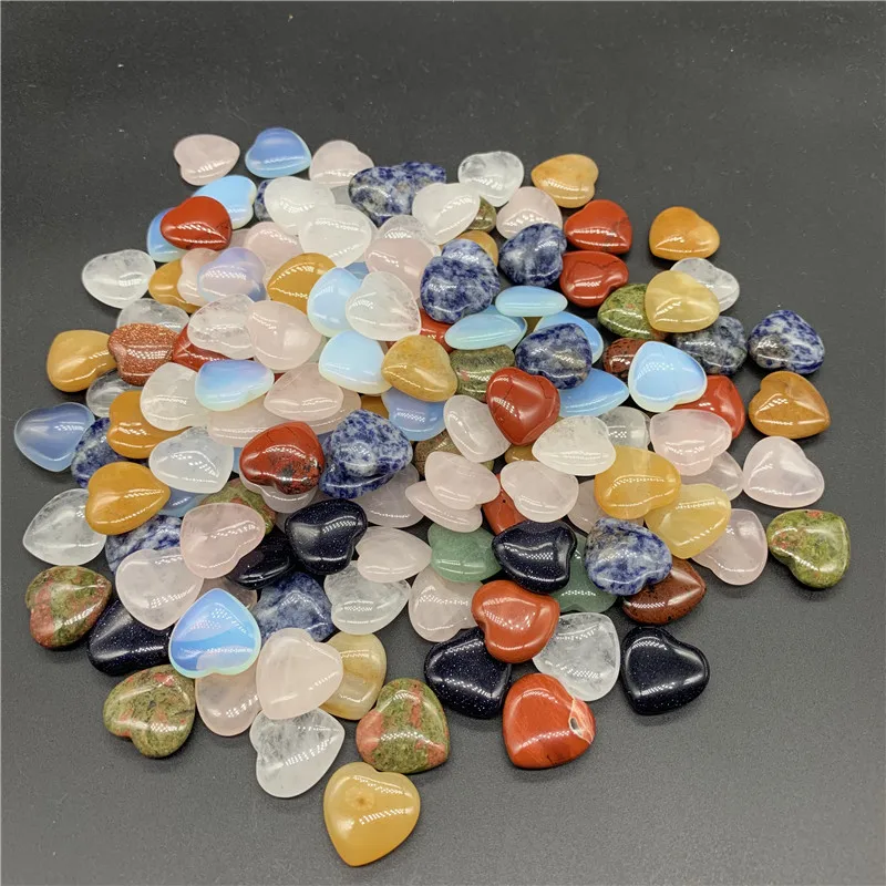 20mm materials mixed  Natural Crystal Hearts stone mini size crystal hearts accessory crystal healing stones