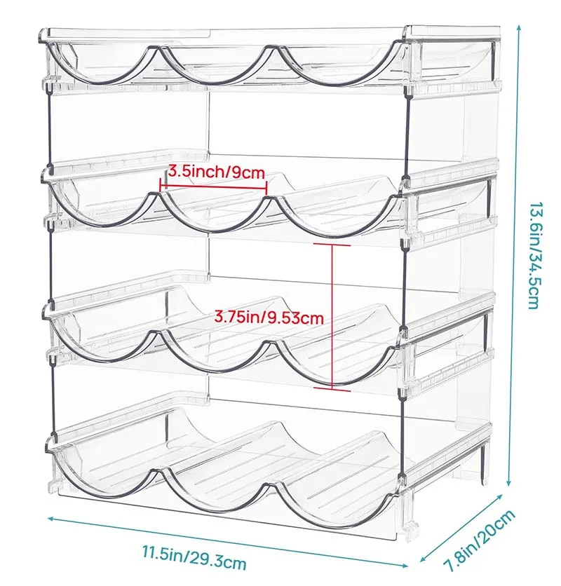 Premium 4 Pack Stackable Water Bottle Organizer Clear Plastic Cup Storage Rack Holder for  Cup Travel Mug Wine Rack Display
