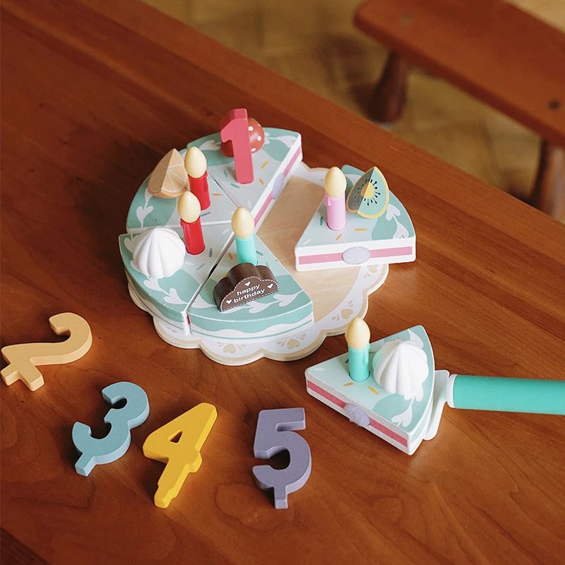 Hot Sell Pretend toys Wooden simulation birthday gift children educational toys birthday fruit cake cutting fun for kids