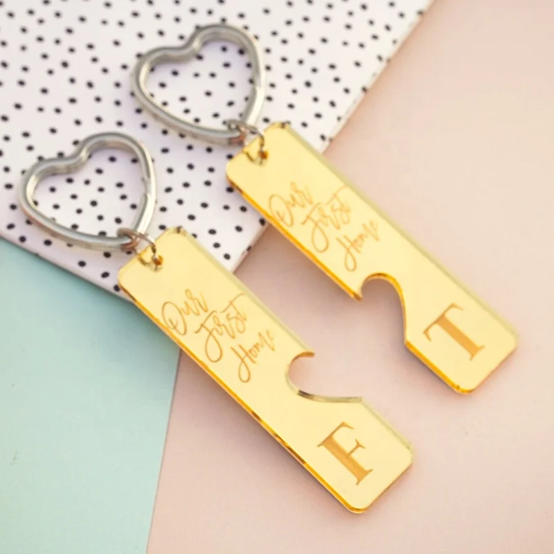 Personalised Acrylic Keyring Our First Home Ornament Gift Heart Keyring for Couples Valentines Keepsake Husband Wife Anniversary
