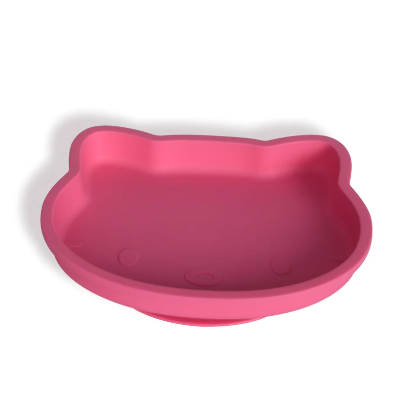 Leatchliving Hot Selling Cat Shape Silicone Dinner Plate Silicone Cute Plate for kids