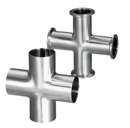 Stainless Steel Material 4-way Pipe Fitting Sanitary Cross