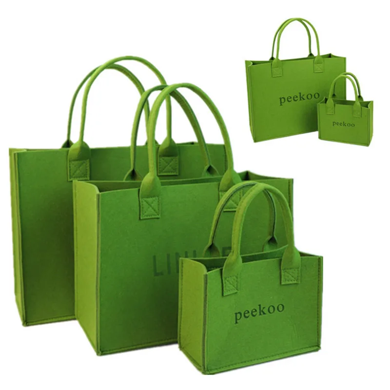 Factory Wholesale Fashion Custom Printing Avocado Green Felt Bag Large Capacity Felt Shopping Tote Bag Premium Felt Bag