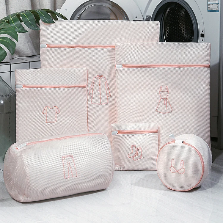 Custom embroidered sandwich net mesh delicate clothes garment washing machine net bag scrubba wash bags