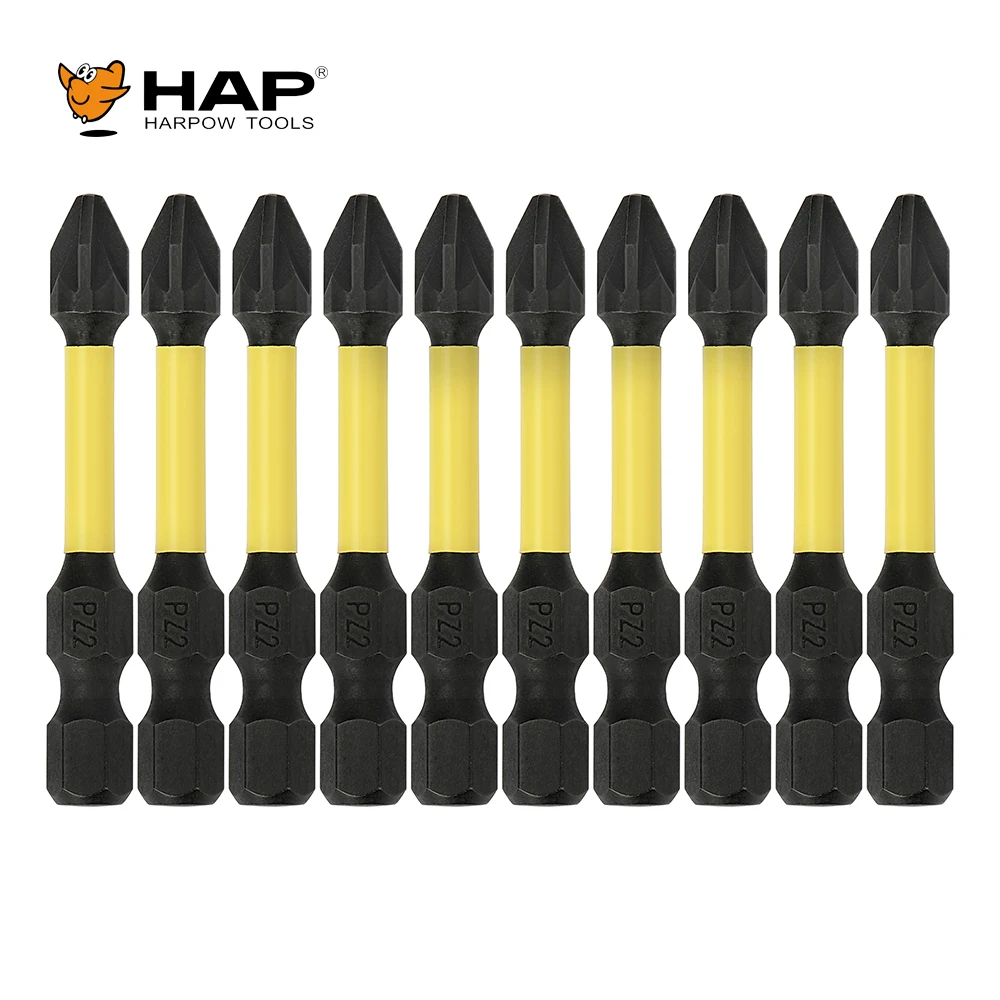 Harpow PZ2 Pozi Bit Set, Premium S2 Alloy Steel 2inch  Long Screwdriver Insert Bits Hex Shank with Quick Release Slot