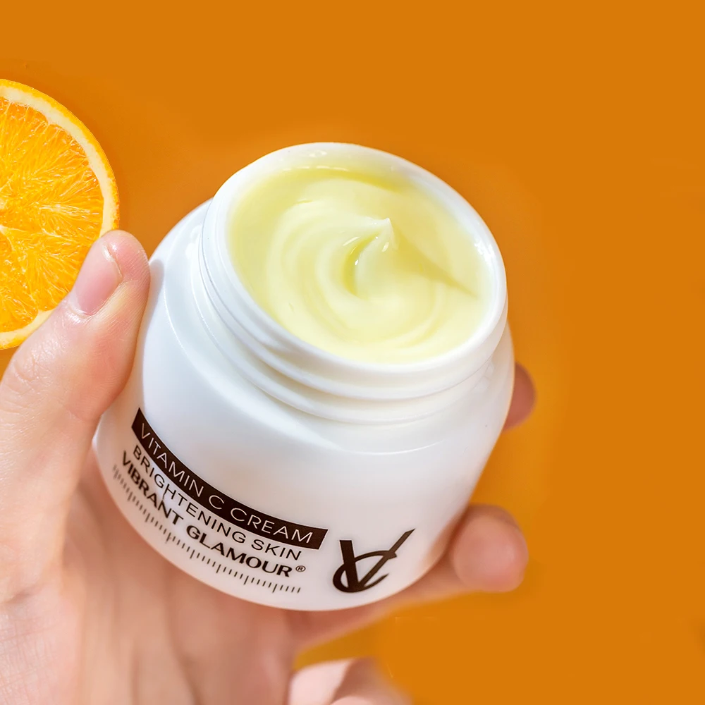 VIBRANT GLAMOUR Vitamin C Whitening Cream Essence VC Cream Freckle Blemish Brighten Moisturizing Hyaluronic Face Cream