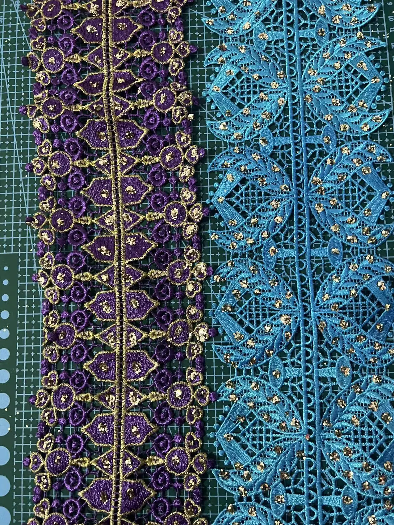 New Wide Embroidered Motif Glitter Power Nigeria Follower Venice Lace Trim Crochet Cord