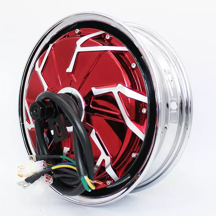 Brushless DC motor Qsmotor 12 inch 3000W electric motorcycle scooter reinforced double Hall Electroplating red