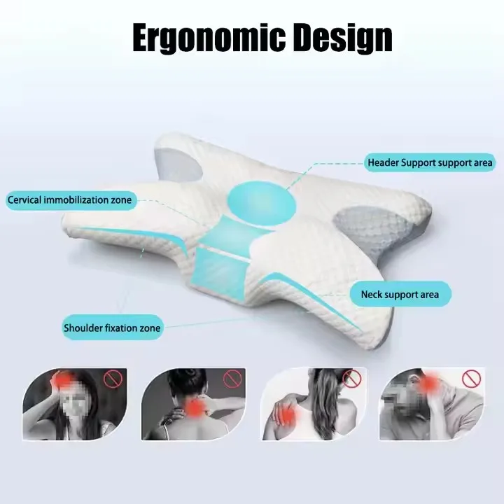 JYM  Slow rebound memory foam pillow to relieve neck pain, cervical spine pillow, healthy sleep butterfly pillow