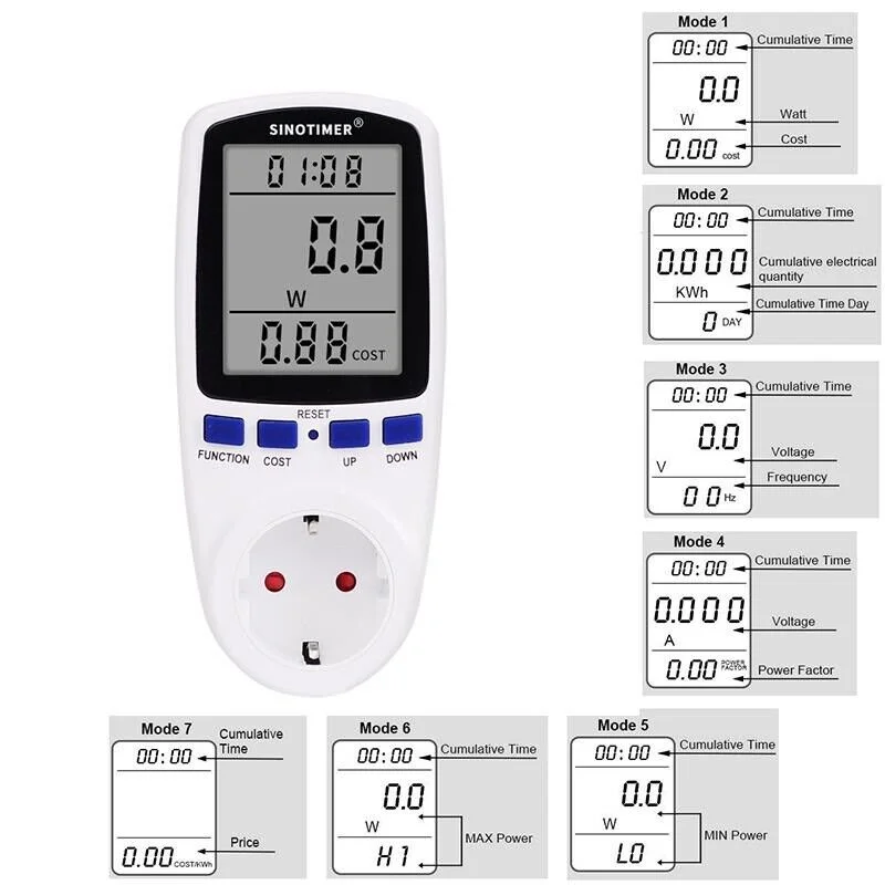 Hot Sale Digital Lcd Power Meters Wattmeter Socket Wattage Kwh Energy Meter Measuring Outlet Power Analyzer