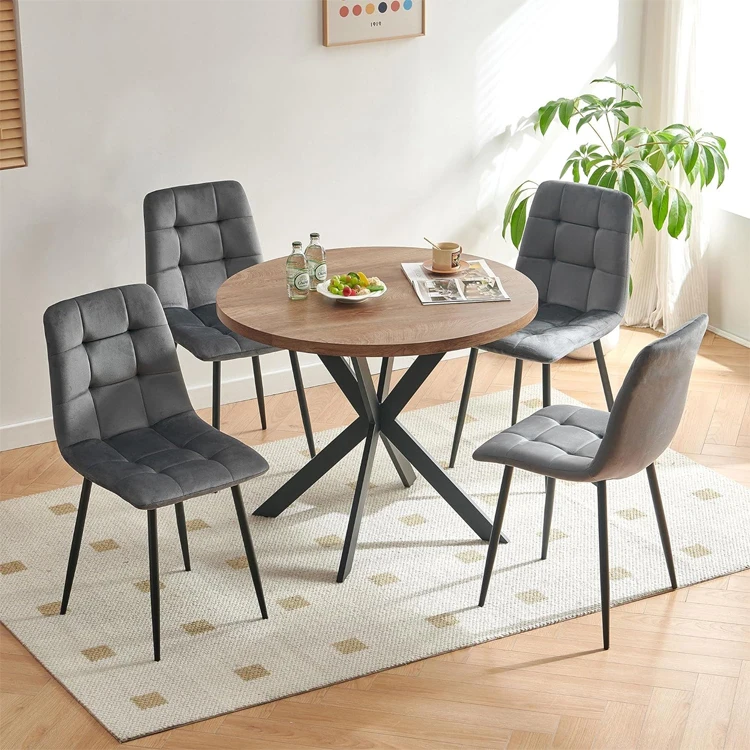 modern luxury restaurant kitchen dining room furniture metal frame nordic upholstered velvet fabric dining chairs for table
