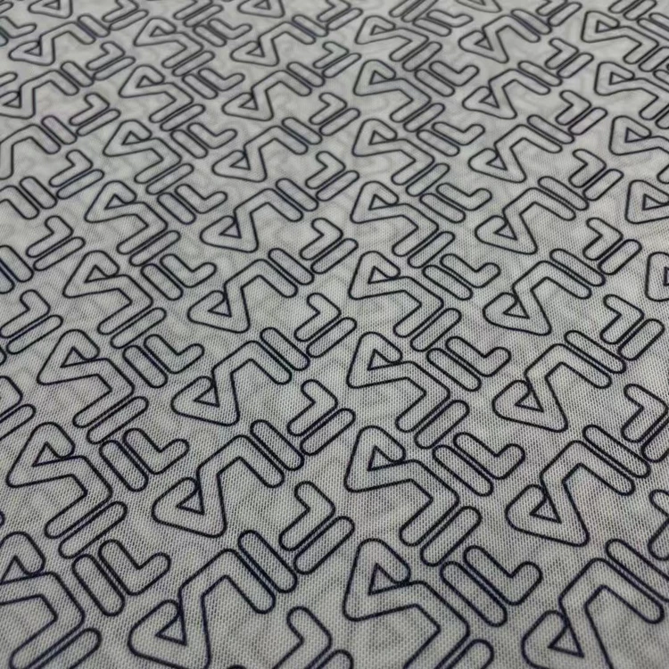 
No MOQ Digital printed logo design polyester spandex stretch soft knit mesh fabric 
