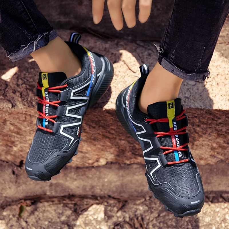 
High quality outdoor sneaker rubber sole safety waterproof climbing sports trekking trainers salamon hiking shoes for men 