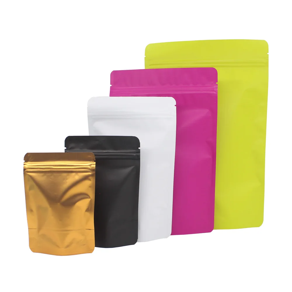 
Various Sizes Matte Green / Blue / Gold / White / Black Aluminum Foil Plastic Ziplock Packaging Bags Stand Up Zip Lock Pouches 