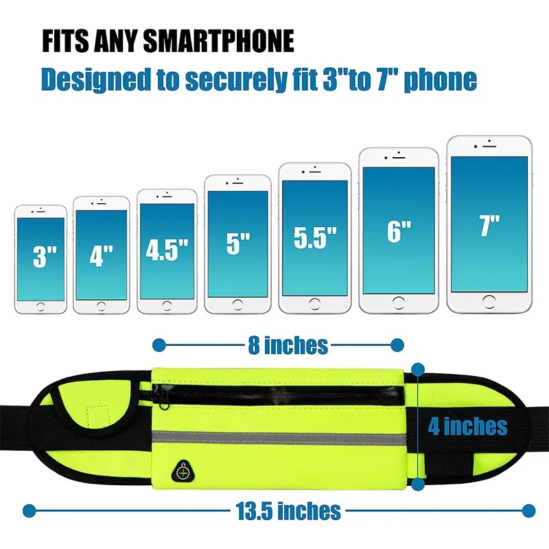 RUN Waterproof Sports waist zipper pack Running Belt Waist Packs Pouch Phone Holder Adjustable Waistband Bag Sports key Belt