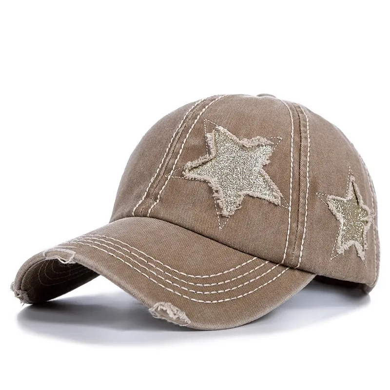 Glitter Star 6 panel baseball caps hats, adjustable cotton caps multiple color