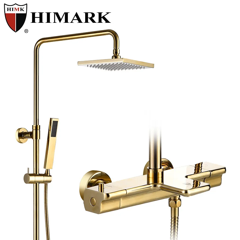 HIMARK bathroom black robinet colonne mitigeur douche columna de ducha gold thermostatic mixer bath & shower faucet system set