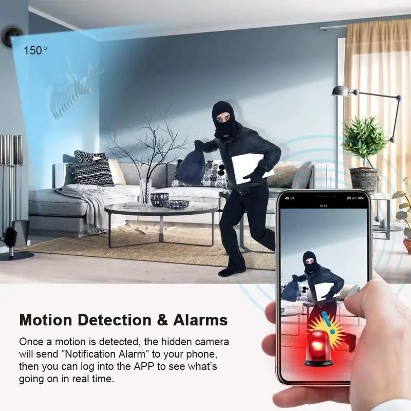 Spy Camera Wireless Hidden Nanny Camera with 150 Wide Angle Portable Mini Security Camera Espias with Magnet
