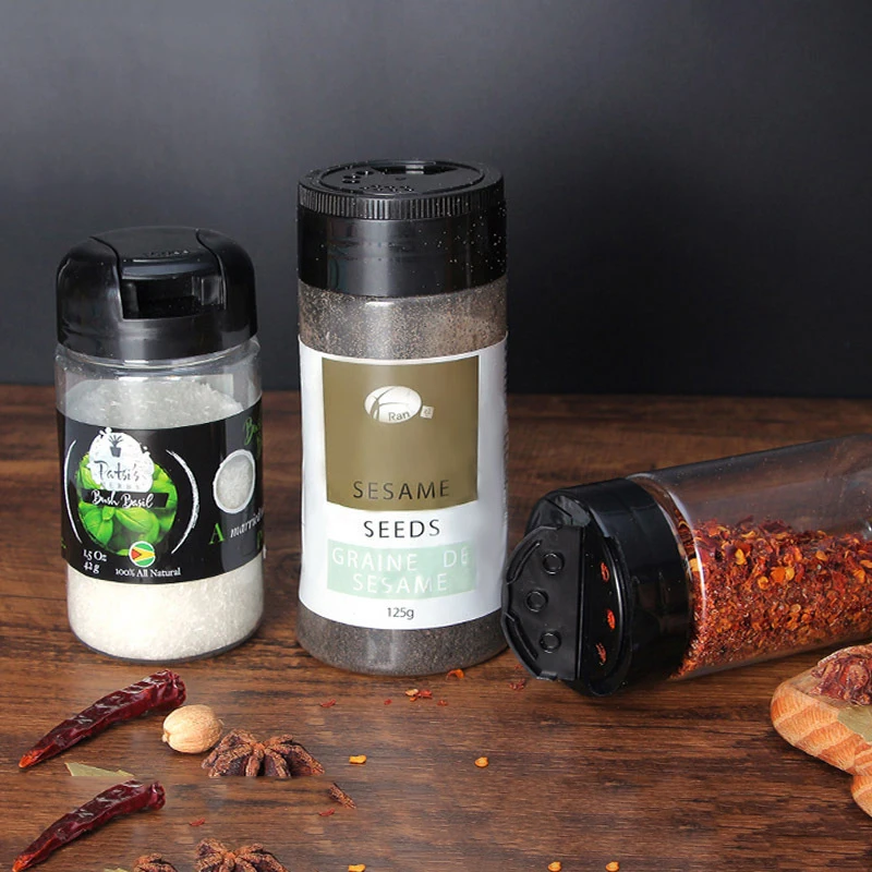 New Cheap 300Ml Container Kitchen Round Plastic Seasoning Spices Jars And Shaker Spice Bottle With Customized Lid