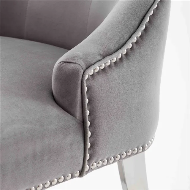 Velvet Fabric Wooden Chair High Back Modern Dining Chair With Ring Knocker