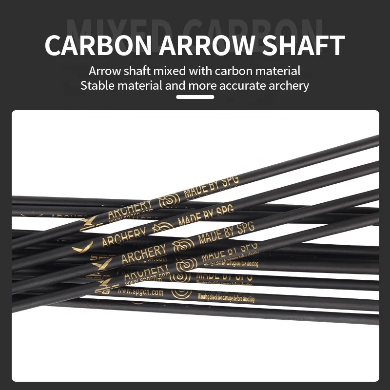 SPG Archery 6.2mm 31.5inch Spine 500 Carbon Arrow Collars Shaft Outdoor Hunting Shooting Training Recurve Compound Bow Equipment