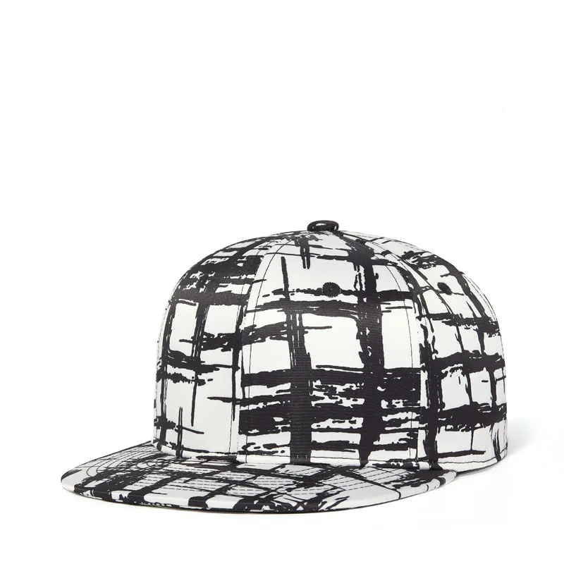 Wholesale Customized Polyester Check Printing Adjustable Hip-hop Baseball Hat
