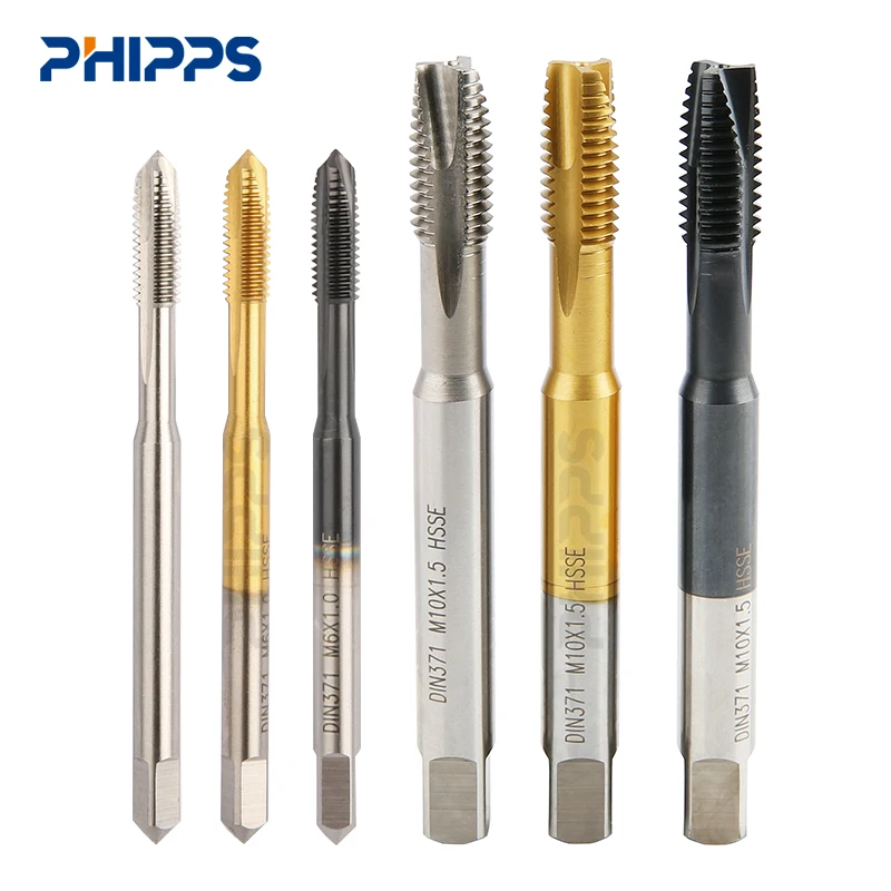 PHIPPS wholesale solid carbide taps DIN371 DIN376 M10*1.5 cutting straight spiral flute screw machine HSSE tap