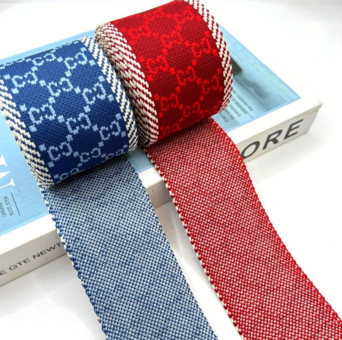 5CM High Quality Wholesale Custom Jacquard Polyester Woven Webbing Knitted Tape for Pant Side Garment