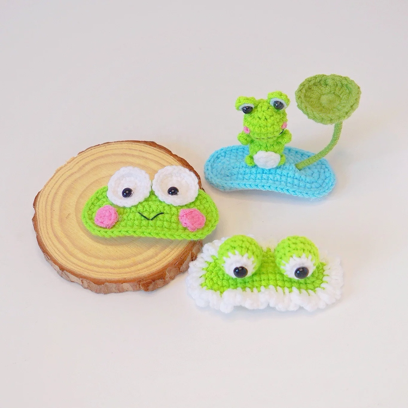 Crochet Rain Frog Cute Wool Clip Animal Handmade Hand Woven Children S Hair Clip