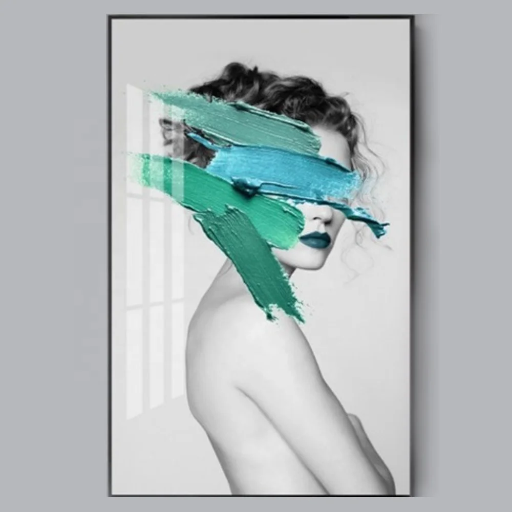 Beautiful artistic nordic minimalist sex male girl wall art painting home interior design Led light nude painting for bathroom