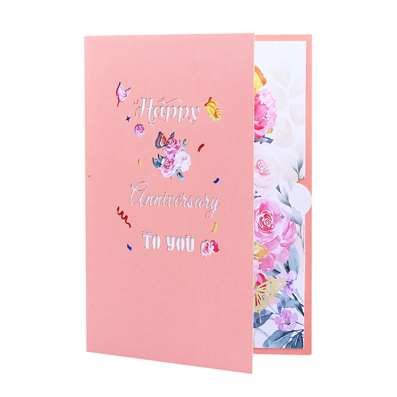 New Reasonable Price Thank You Cards Happy Anniversary 3d Pop-Up Birthday Greeting Cards with Envelope
