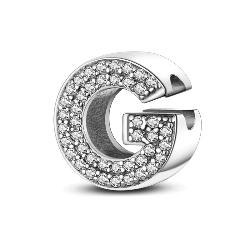Fine Jewelry 925 Silver Alphabet Full Diamond Zircon Bulk Charms for Bracelet