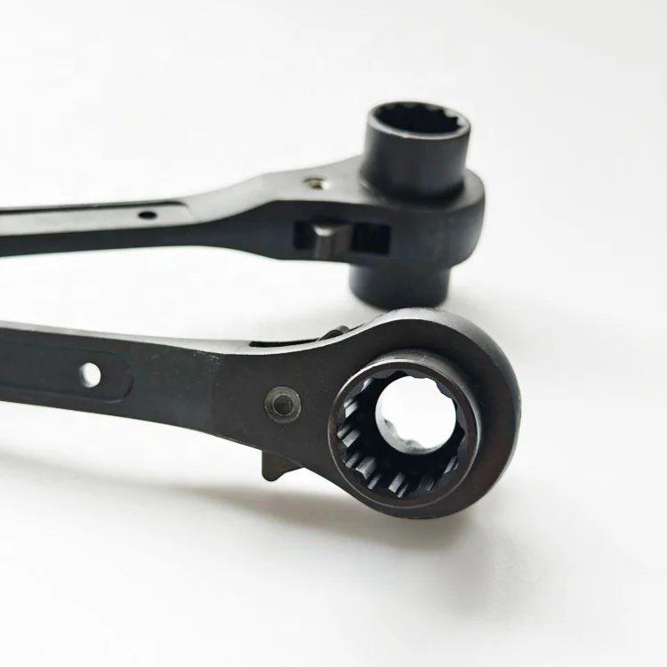 Drop forged Phosphating Finishing Scaffolding Ratchet Spanner Podger Scaffold Wrench Dual Size 19/22 mm Handle Length 315 MM