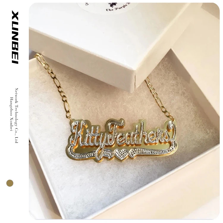
2021 drop shipping luxury custom Women Personalized Nameplate Gold Plated or 925 sterling sliver Jewelry names chain Necklace 