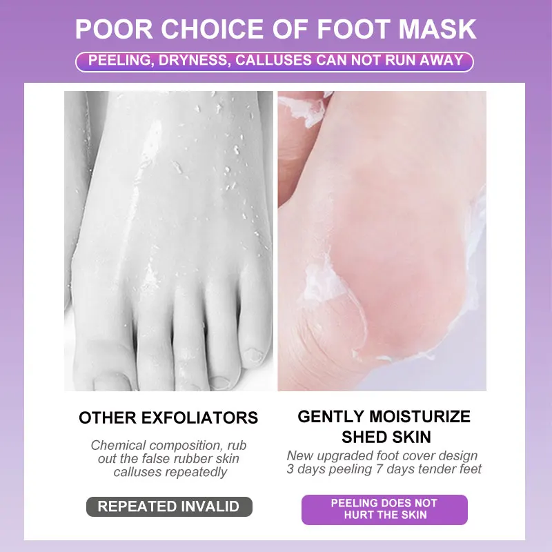Lavender Moisturizing Removal Calluses Crack Heel Exfoliating Sock Foot Masking Peel For Pedicure Feet Spa Peeling Mask