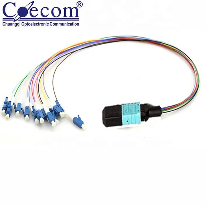 Factory Direct Sale MPO Fiber Optic Patch Cord Multi Mode 12 Core OM3/OM4 MPO to LC Breakout Cable