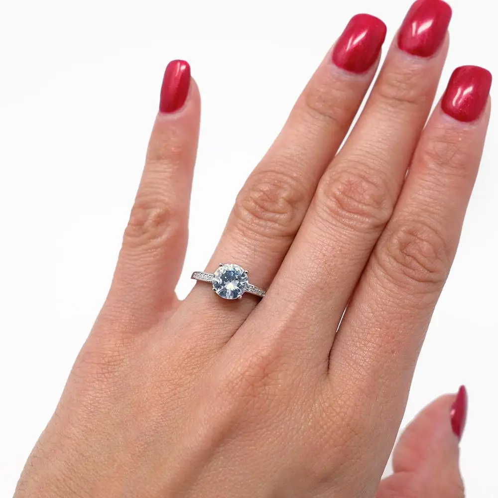 Cheap Price Silver Ring Single Stone Finger Ring For Women