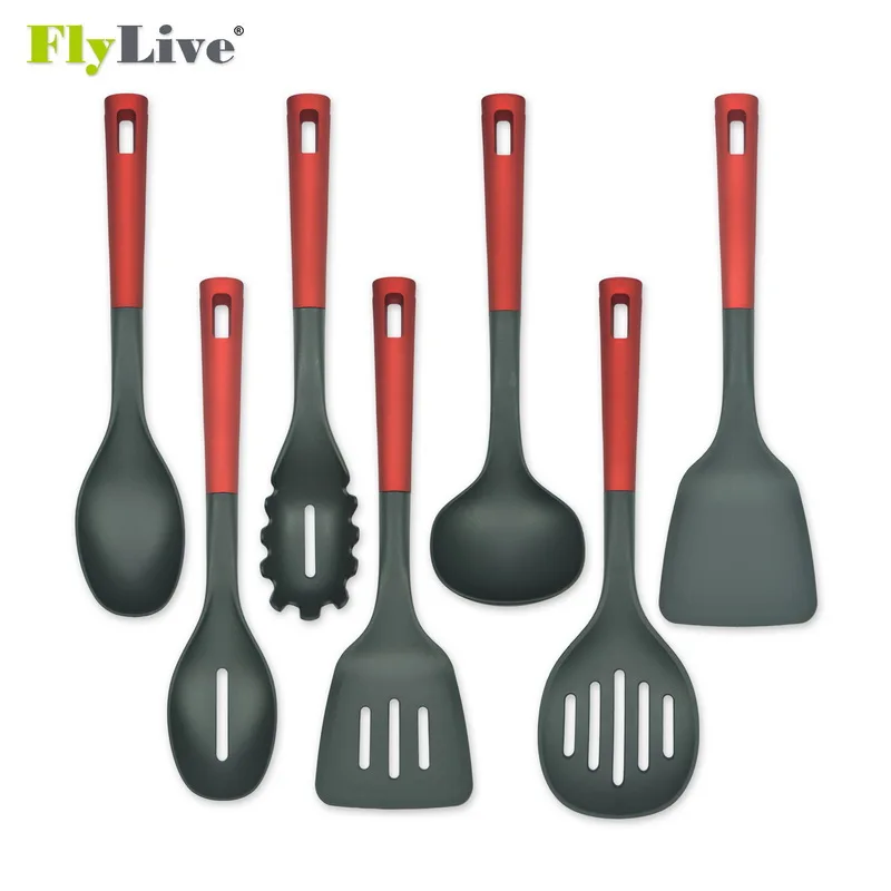 
Hot sales high quality kitchen tools colorful 7 Piece silicone kitchen utensils sets kitchen items 