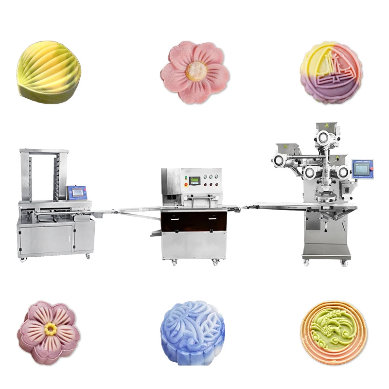 2023 new design snowy mooncake making machine double color dates maamoul machine production line