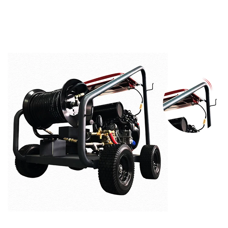 Sewer High Pressure Dredging Machine Pipe Cleaning Equipment 200bar Max. Pressure High Quality Steel Cold Water Gasoline Engine