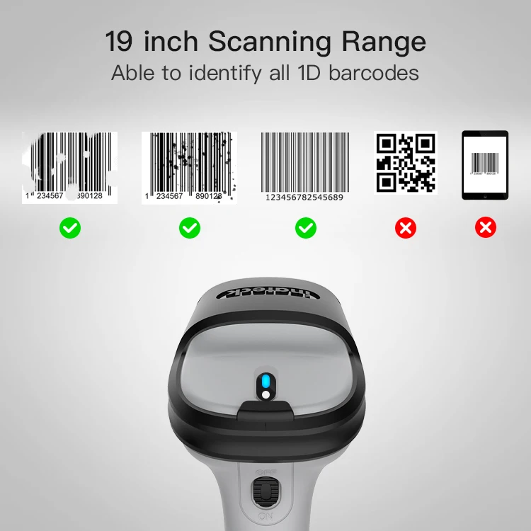 2019 High Quality Manual Handheld Bluetooth Rugged Long Range Barcode Reader Android PDA Barcode Laser Scanner