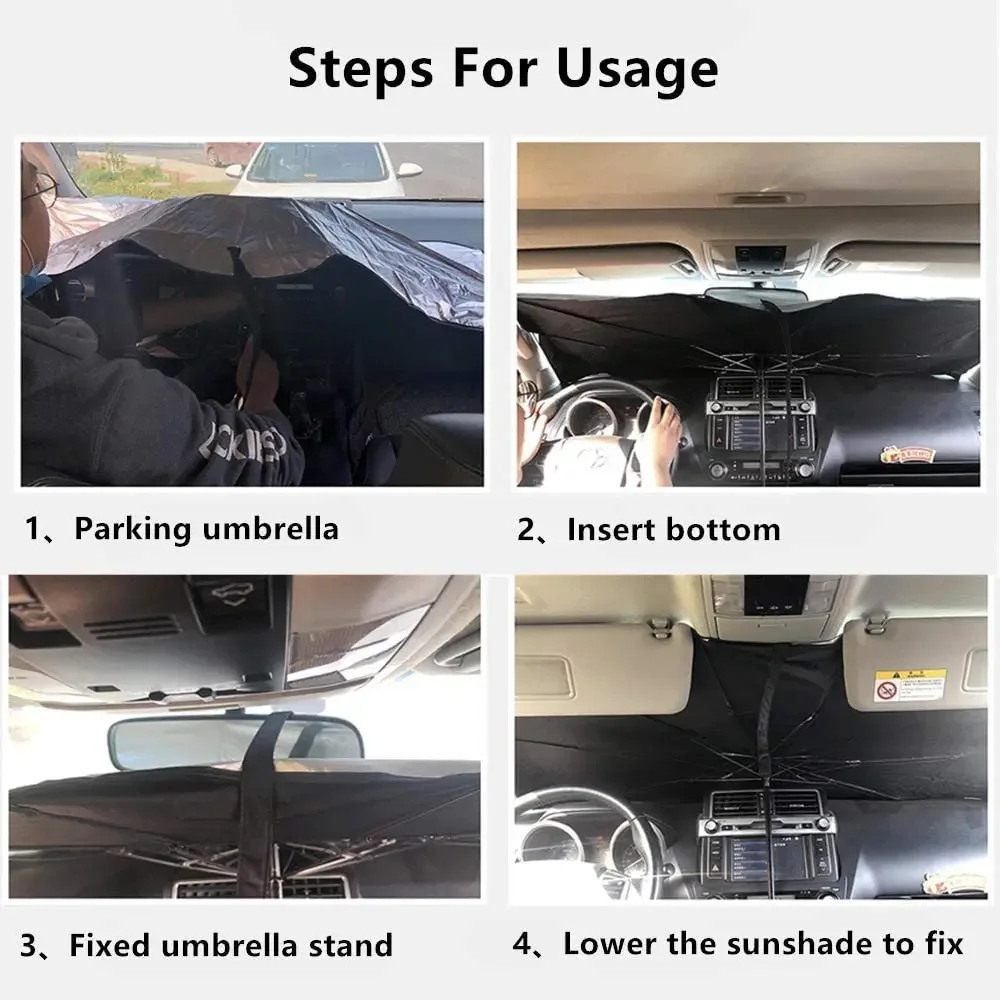 Portable Outdoor Foldable & Hanging Car Sunshade UV Sun Shade Protection for Parking Carbon Fibre Windshield Side Umbrella