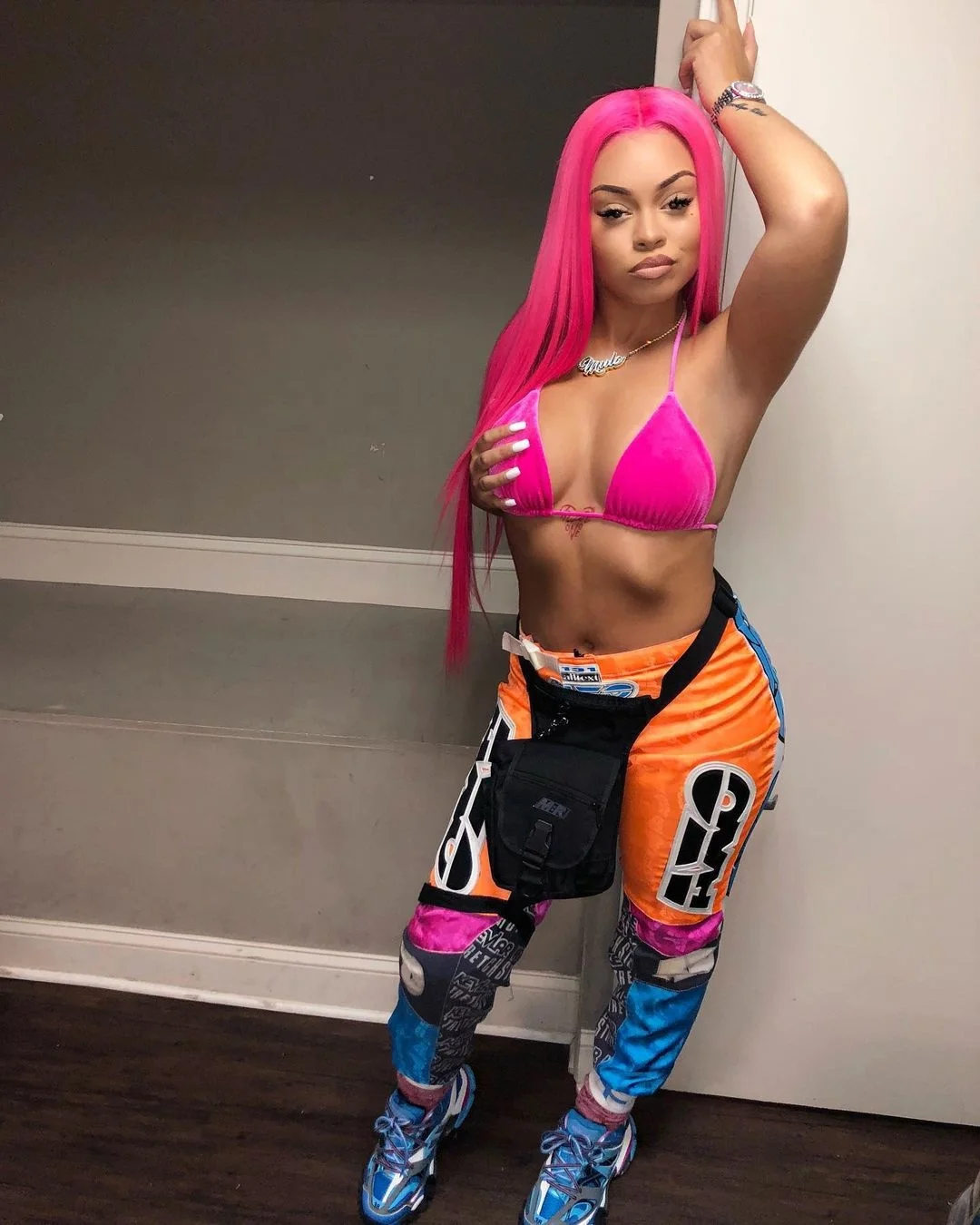 Fall Casual Long Color Block Letter Printed Loose Motorcycle Sweat Trousers Track Cargo Sweat pant Joggers Women Ladies Pants