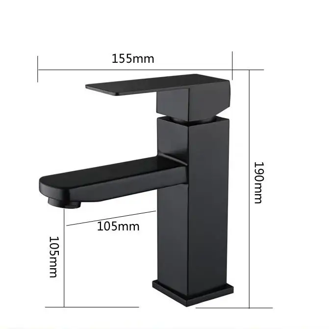 European style basin faucet backing finish black stainless steel hot and cold
